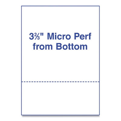 Perforated Laser Cut Sheets, 92 Bright, Micro-Perforated 3.67" From Bottom, 24 Lb Bond Weight, 8.5 x 11, White, 500/Ream