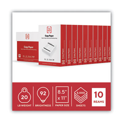 Printer Paper, 92 Bright, 20 Lb Bond Weight, 8.5 x 11, 500 Sheets/Ream, 10 Reams/Carton