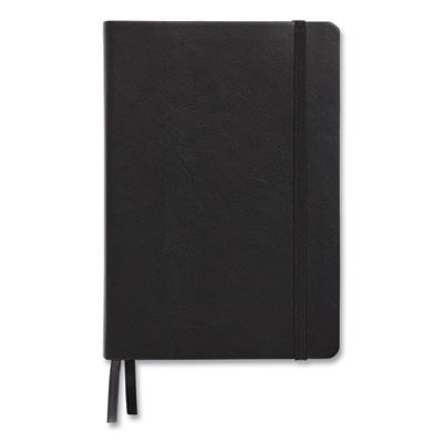 Flexible-Cover Business Journal With Elastic Closure, 1-Subject, Quadrille Rule (5 Sq/In), Black Cover, (128) 8 x 5.5 Sheets