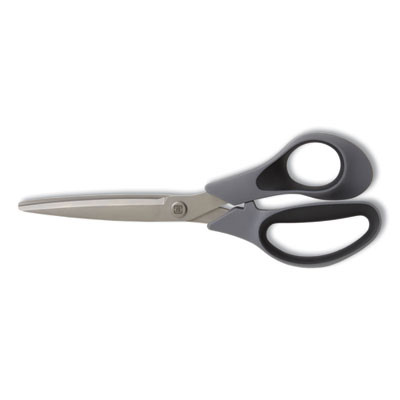 Non-Stick Titanium-Coated Scissors, 8" Long, 3.86" Cut Length, Straight Gray/Black Handle, Gun-Metal Gray Blades