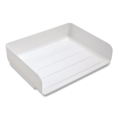 Side-Load Stackable Plastic Document Tray, 1 Section, Letter-Size, 12.63 X 9.72 X 3.01, White, 2/Pack