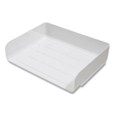 Side-Load Stackable Plastic Document Tray, 1 Section, Letter-Size, 12.63 X 9.72 X 3.01, White, 2/Pack