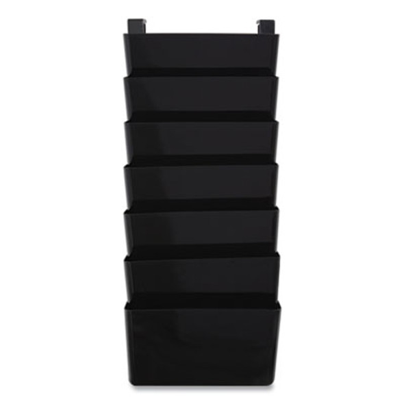Unbreakable Plastic Wall File, 7 Sections, Letter Size, 13" x 3.81" x 30.78", Black