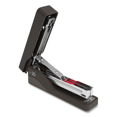 Desktop Plastic Half Strip Stapler, 20-Sheet Capacity, Black