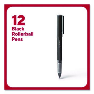 Rollerball Pen, Stick, Fine 0.5 Mm, Black Ink, Black/Clear Barrel, Dozen