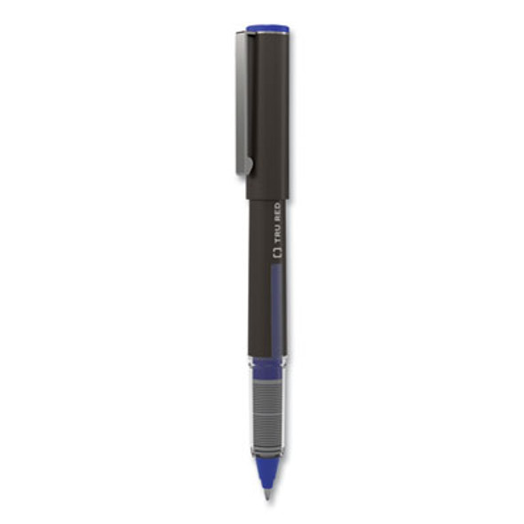 Rollerball Pen, Stick, Fine 0.5 Mm, Blue Ink, Black/Blue/Clear Barrel, 3/Pack