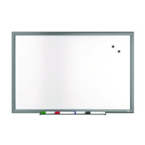 Magnetic Porcelain Dry Erase Board, 36" x 24", White Surface, Gray/Natural Aluminum Frame