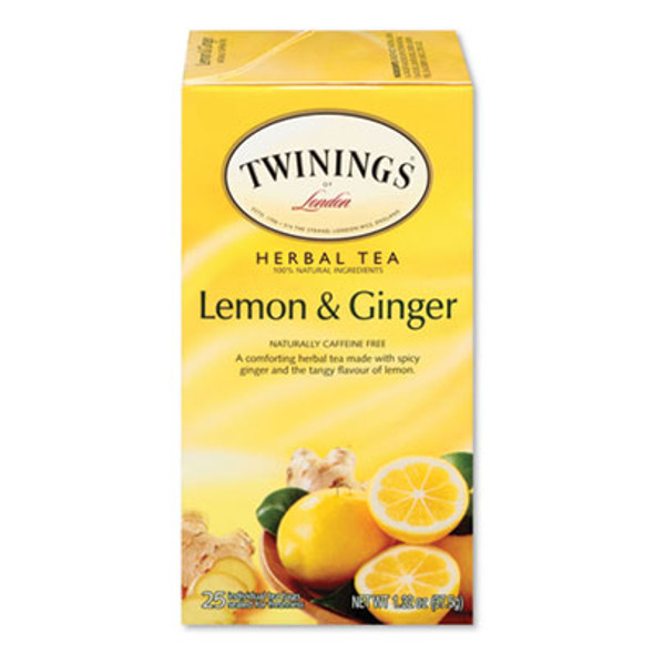 Tea Bags, Lemon And Ginger, 1.32 Oz Tea Bag, 25 Tea Bags/Box