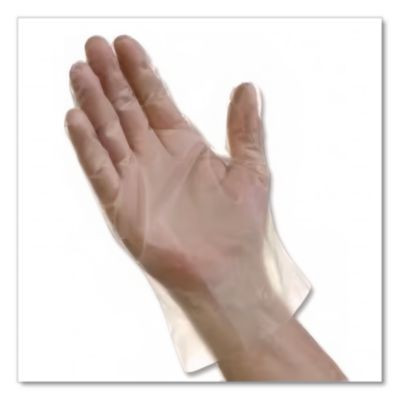 Econofit Plus Polyethylene Gloves, Powder-Free, Medium, Clear, 200/Box, 10 Boxes/Carton