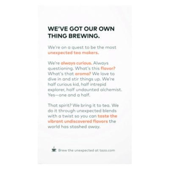 Tea Bags, Wild Sweet Orange, 20/Box, 6 Boxes/Carton