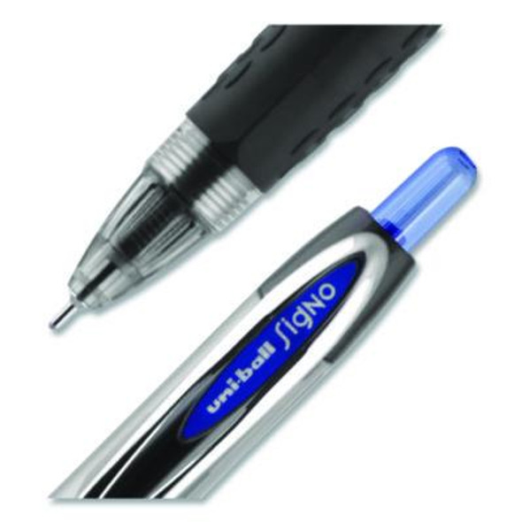 Signo 207 Needle Point Gel Pen, Retractable, Medium 0.7 Mm, Blue Ink, Clear/Black/Blue Barrel, Dozen