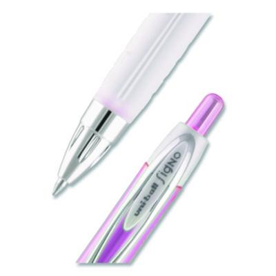 Signo 207 Breast Cancer Awareness Gel Pen, Retractable, Medium 0.7 Mm, Black Ink, Translucent Pink/White Barrel, 2/Pack