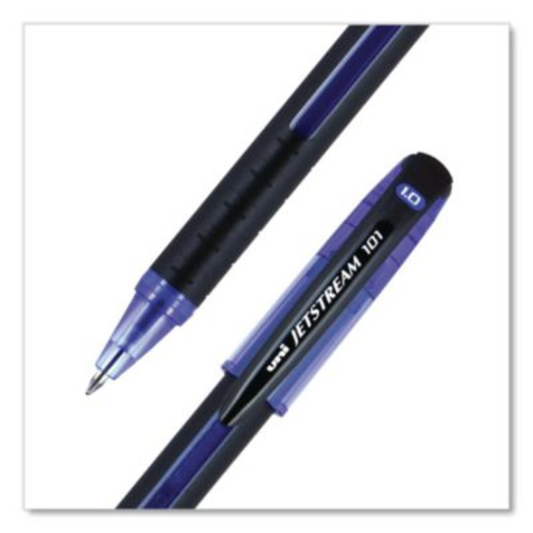 Jetstream 101 Hybrid Gel Pen, Stick, Bold 1 Mm, Blue Ink, Black/Blue Barrel, Dozen