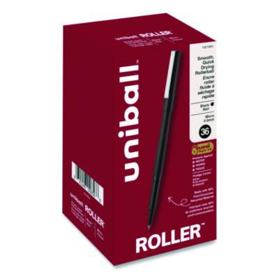 Rollerball Pen, Stick, Micro 0.5 Mm, Black Ink, Black Barrel, 36/Pack