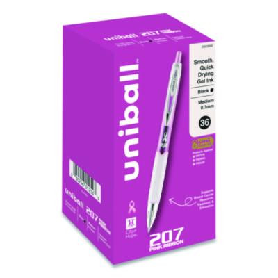207 Breast Cancer Awareness Gel Pen Office Pack, Retractable, Medium 0.7Mm, Black Ink, Translucent Pink/White Barrel, 36/Pack