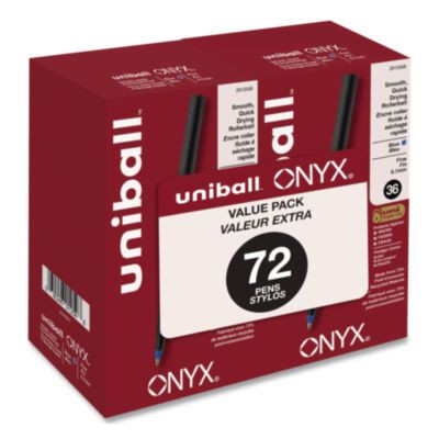 Onyx Rollerball Pen, Stick, Fine 0.7 Mm, Blue Ink, Black/Blue Barrel, 72/Pack