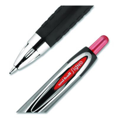 Signo 207 Gel Pen, Retractable, Medium 0.7 Mm, Red Ink, Smoke/Black/Red Barrel, Dozen