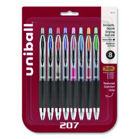 Signo 207 Gel Pen, Retractable, Medium 0.7 Mm, Assorted Ink And Barrel Colors, 8/Pack
