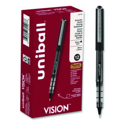 Vision Rollerball Pen, Stick, Micro 0.5 Mm, Black Ink, Gray/Black/Clear Barrel, Dozen