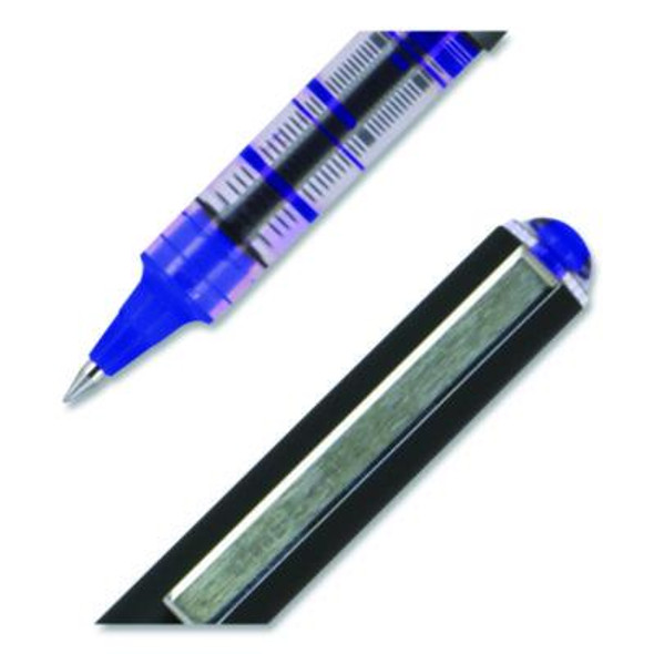 Vision Rollerball Pen, Stick, Extra-Fine 0.5 Mm, Blue Ink, Gray/Blue/Clear Barrel, Dozen
