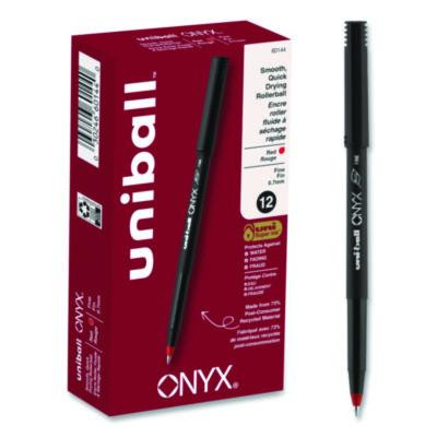 Onyx Rollerball Pen, Stick, Fine 0.7 Mm, Red Ink, Black/Red Barrel, Dozen