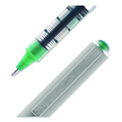 Vision Rollerball Pen, Stick, Fine 0.7 Mm, Green Ink, Silver/Green/Clear Barrel, Dozen