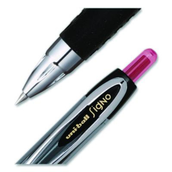 Signo 207 Gel Pen, Retractable, Fine 0.5 Mm, Red Ink, Smoke/Black/Red Barrel, Dozen