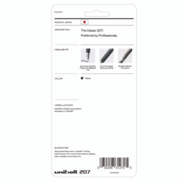 Signo 207 Gel Pen, Retractable, Fine 0.5 Mm, Black Ink, Smoke/Black Barrel, 4/Pack