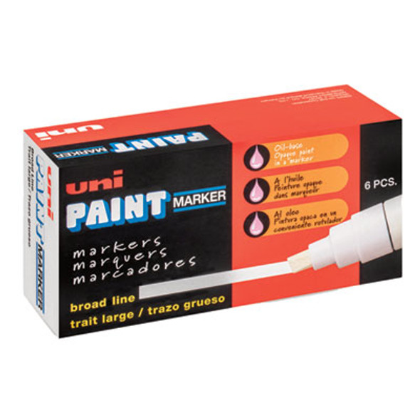Permanent Marker, Broad Chisel Tip, White