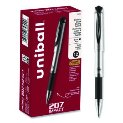 207 Impact Gel Pen, Stick, Bold 1 Mm, Black Ink, Silver/Black Barrel
