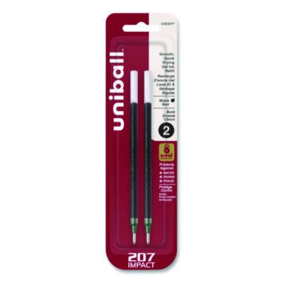 207 Impact Gel Stick Pen Refills, Bold 1 Mm Conical Tip, Black Ink, 2/Pack