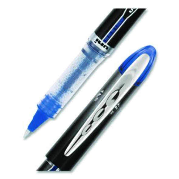 Vision Elite Rollerball Pen, Stick, Micro 0.5 Mm, Blue Ink, Black/Blue/Clear Barrel