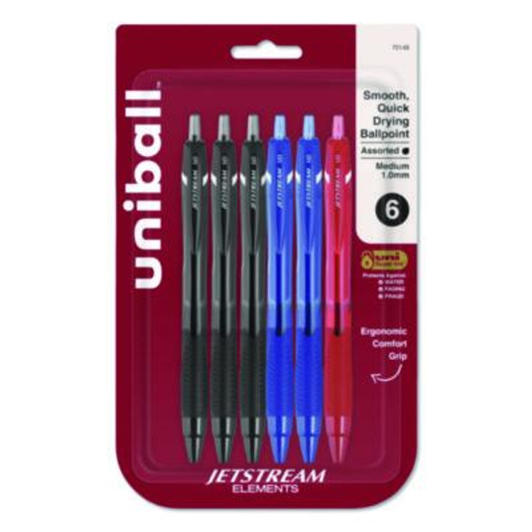 Jetstream Elements Hybrid Gel Pen, Retractable, Medium 1 Mm, Assorted Ink And Barrel Colors, 6/Pack