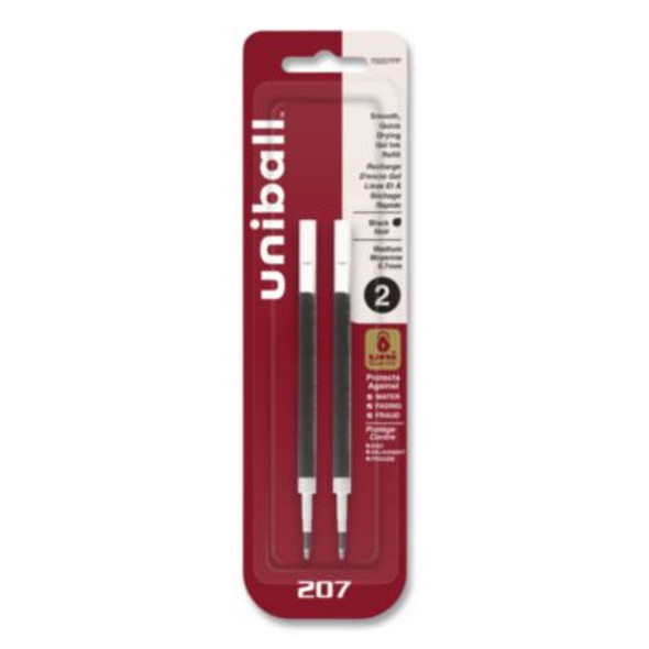 Refill For Signo Gel 207 Pens, Medium 0.7 Mm Conical Tip, Black Ink, 2/Pack