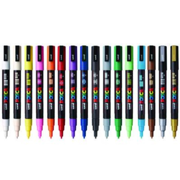 Water-Based Paint Markers, Fine Bullet Tip, Assorted Colors,16/Pack