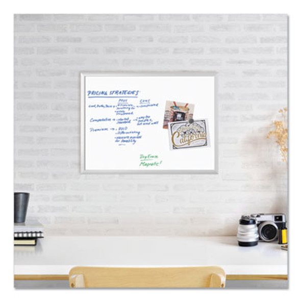 Magnetic Dry Erase Board With Aluminum Frame, 24" x 18" (Actual Size: 23" x 17"), White Surface, Satin Aluminum Frame
