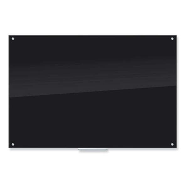 Black Glass Dry Erase Board, 72" x 48" (Actual Size: 70" x 47"), Black Surface