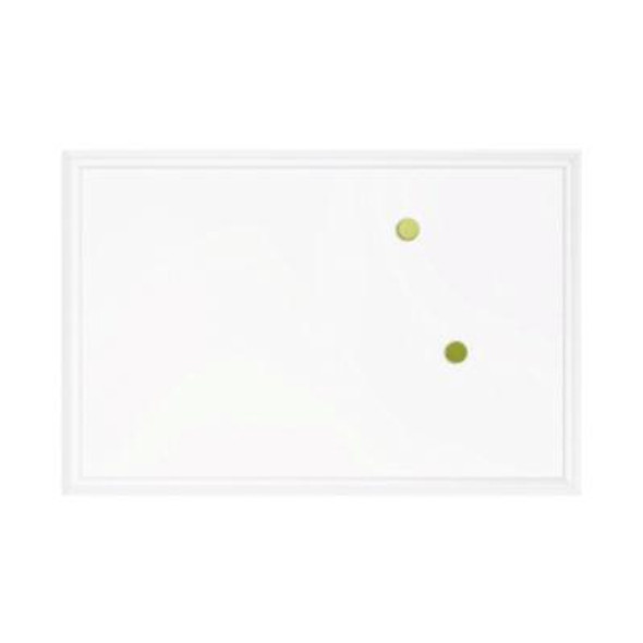 Magnetic Dry Erase Board With Decor Frame, 30" x 20", White Surface, White Wood Frame