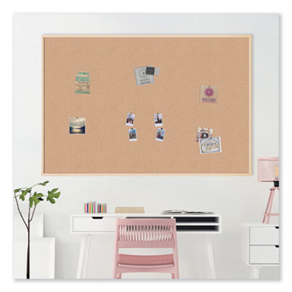 Cork Bulletin Board, 72" x 48" (Actual Size: 70" x 47"), Tan Surface, Birch Finished Wood Frame
