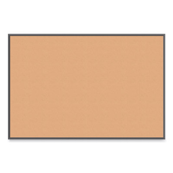 Cork Bulletin Board With Aluminum Frame, 72" x 48" (Actual Size: 70" x 47"), Tan Surface, Black Aluminum Frame