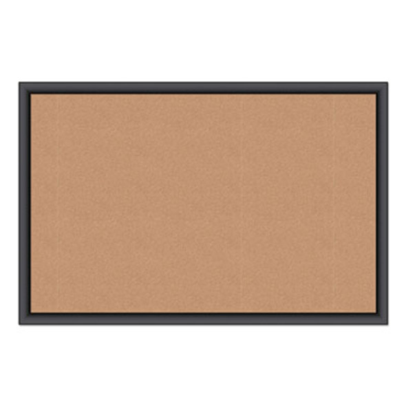 Cork Bulletin Board, 36" x 24" (Actual Size: 35" x 23"), Tan Surface, Black Wood Frame