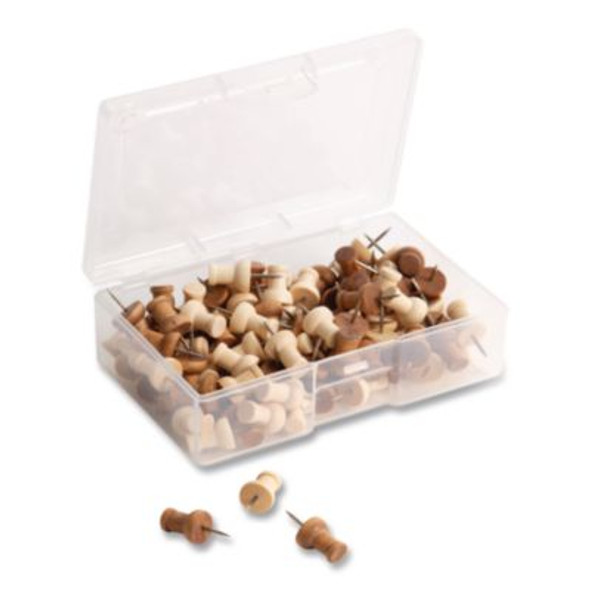 Fashion Push Pins, Wood, Assorted, 0.38", 100/Pack