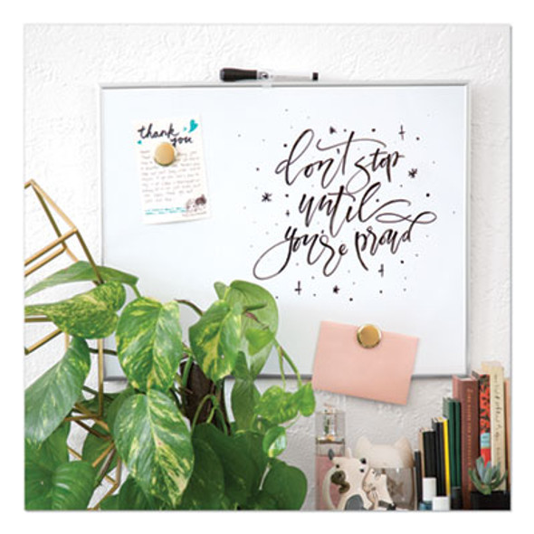 Magnetic Dry Erase Board, 20" x 16", White Surface, Satin Aluminum Frame