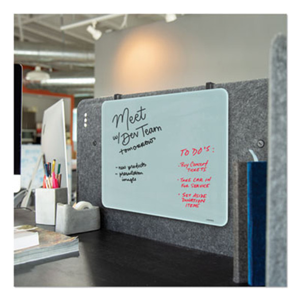 Cubicle Glass Dry Erase Board, 20" x 16", White Surface