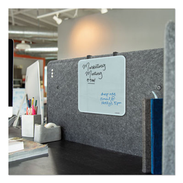 Cubicle Glass Dry Erase Board, 12" x 12", White Surface