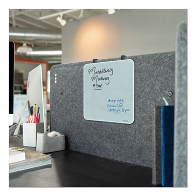 Cubicle Glass Dry Erase Board, 12" x 12", White Surface
