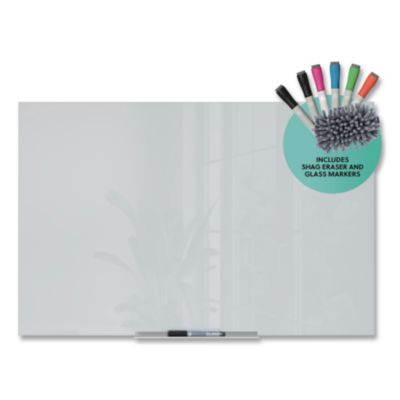 Floating Glass Dry Erase Board, 36" x 24" (Actual Size: 35" x 23"), White Surface