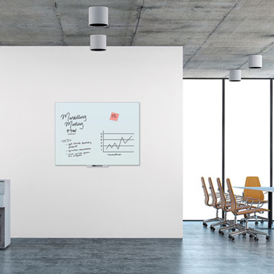 Floating Glass Dry Erase Board, 48" x 36" (Actual Size: 47" x 35"), White Surface
