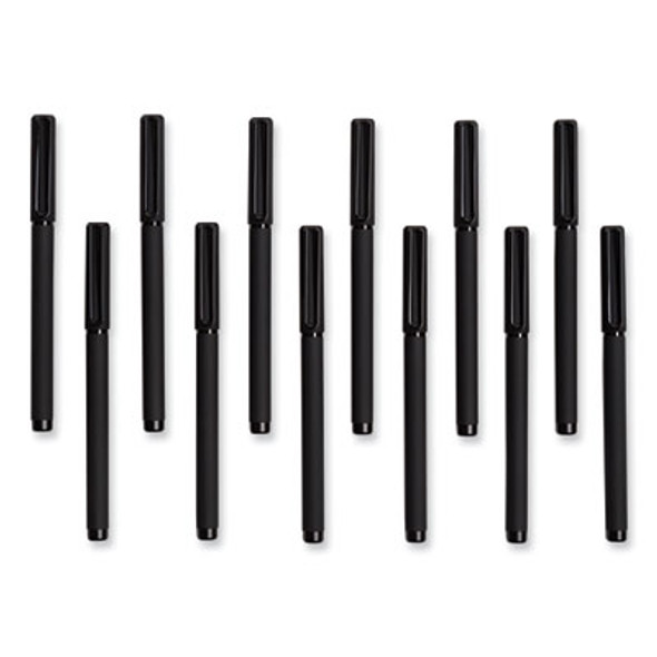 Catalina Soft Touch Porous Point Pen, Stick, Fine 0.7 Mm, Black Ink, Black Barrel, Dozen