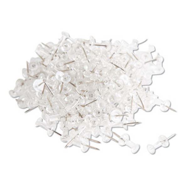 Standard Push Pins, Plastic, Clear, 0.44", 200/Pack